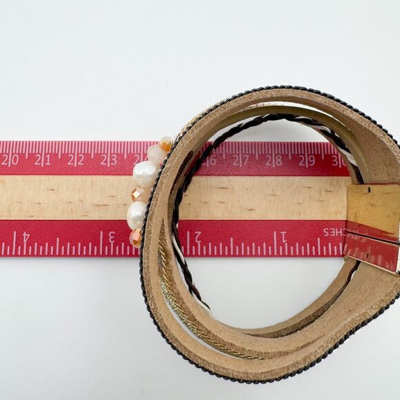 Multi-Strand Mixed Material Bracelet Bohemian Animal Print Rhinestone Faux Pearl - Picture 8 of 8